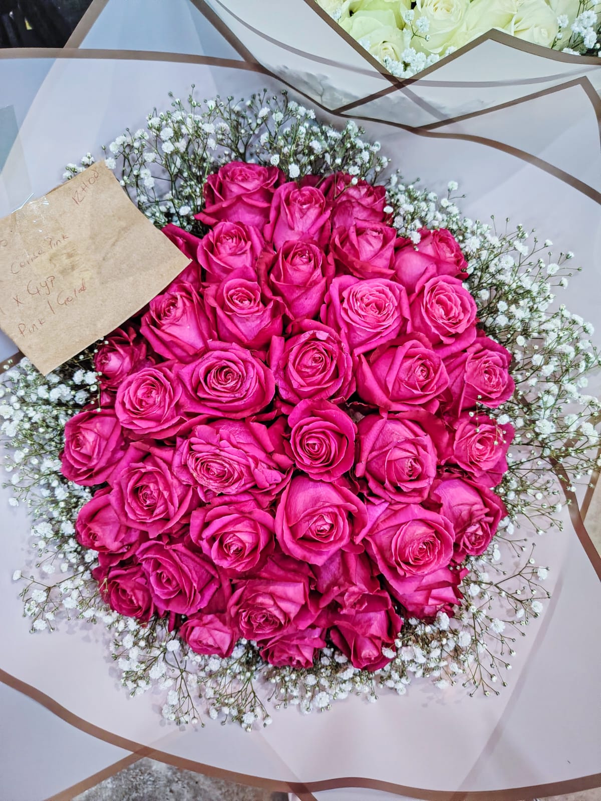 Magenta Rose & Gyp Bouquet